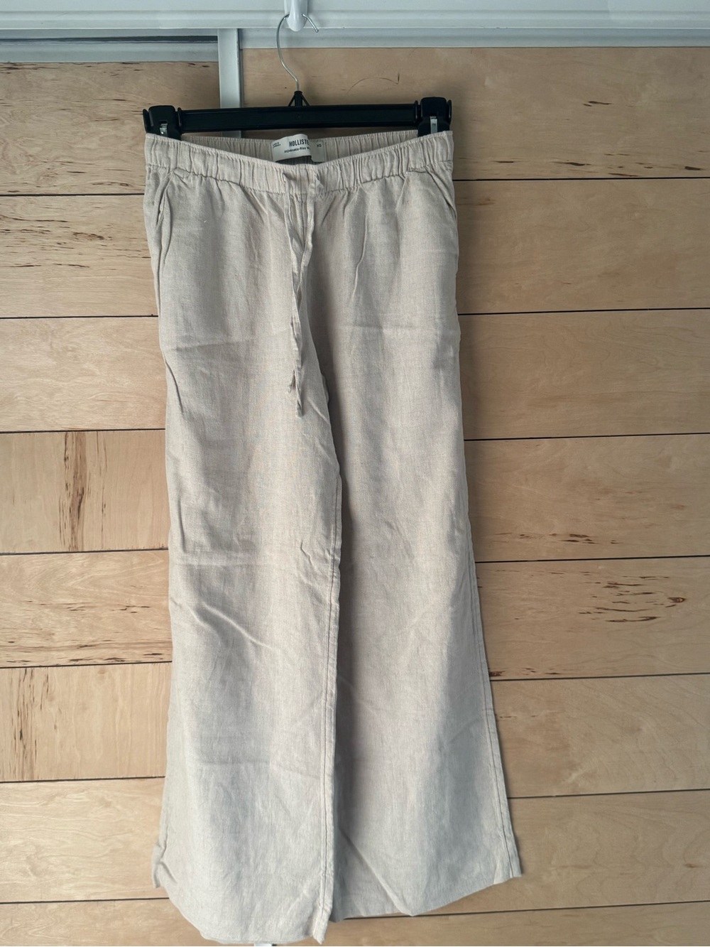 Girls Linen-Blend Drawstring Pants - Beige